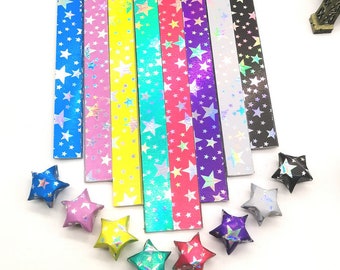 Laser Effect Twinkle Stars Origami Lucky Star Paper Strips Star Folding DIY - Pack of 90 Strips