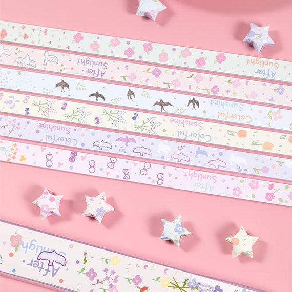 Washi Chiyogami Origami Lucky Star Paper Strips Assorted Design Pack of 50  Strips 