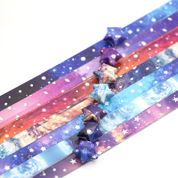 Galaxy Stars Origami Lucky Star Paper Strips Rainbow Multicolor Diy Pack Of 35 Strips - 