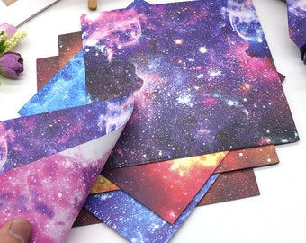 52 Sheets Double Sided Brilliant Galaxy Origami Square Paper Pack For Origami Paper Project - 15cm x 15cm Universe Background Paper