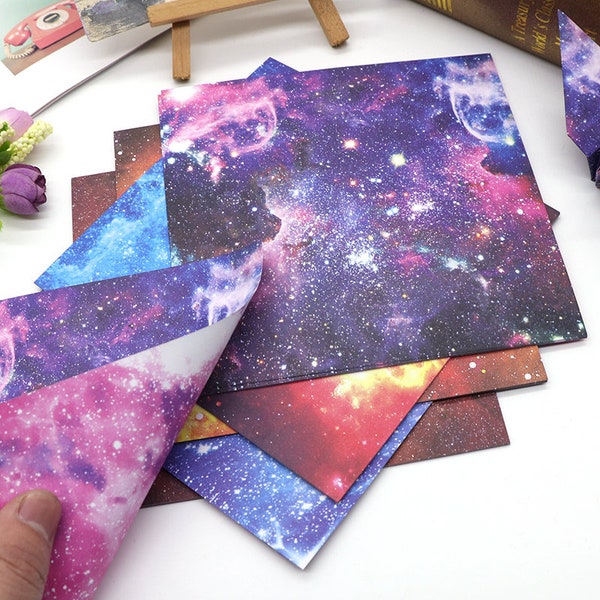 52 Sheets Double Sided Brilliant Galaxy Origami Square Paper Pack For Origami Paper Project - 15cm x 15cm Universe Background Paper