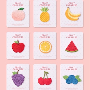 1 Piece of Fruit Embroidered Patches Blueberry Watermelon Pineapple Lemon Cherry Self Adhesive Applique Clothes Accessory