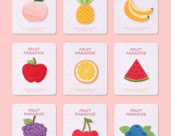 1 Piece of Fruit Embroidered Patches Blueberry Watermelon Pineapple Lemon Cherry Self Adhesive Applique Clothes Accessory