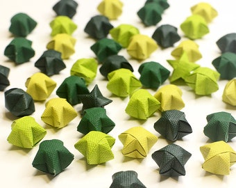 Embossed Green Shades Origami Lucky Stars Wishing Stars Embellishment Gift Enclosure Home Decor Party Supply