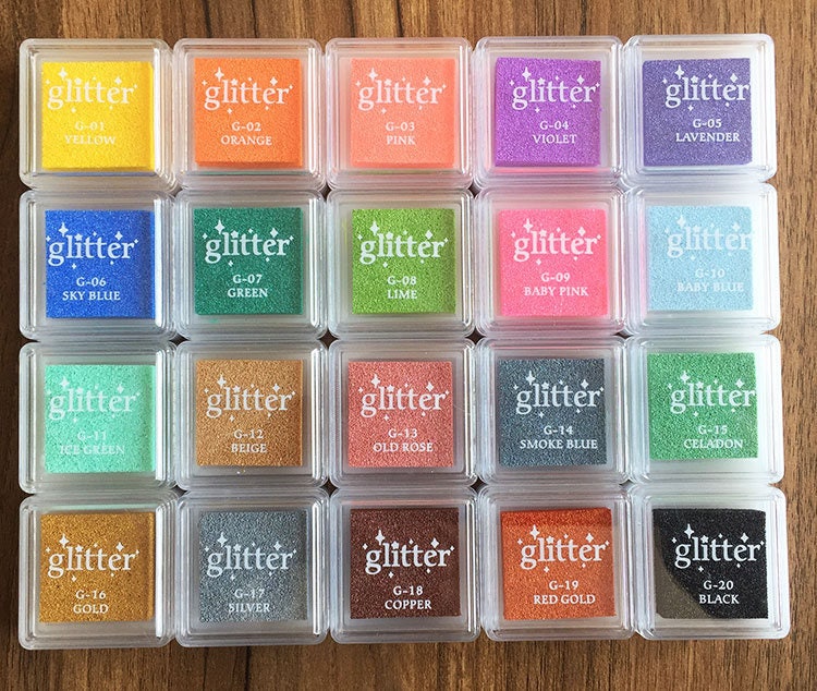 20 Colors Glitter Multipurpose Ink Pad-Craft Colorful Ink | Etsy