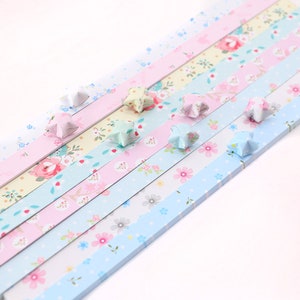 Origami Lucky Star Paper Strips Pastel Floral Mixed Designs Star Folding DIY - Pack of 80 Strips