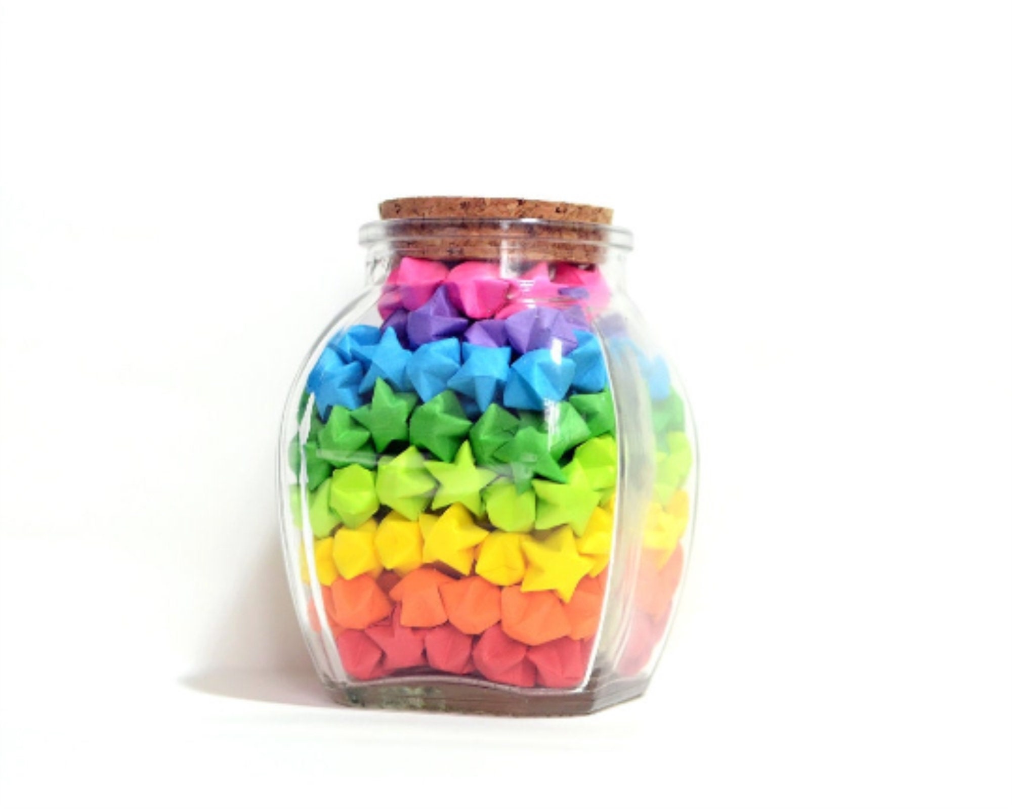 Glass Jar of Rainbow Origami Lucky Stars - Rainbow Star Jar - Etsy