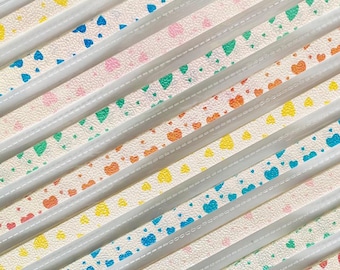 Tiras de papel de origami con forma de estrella de la suerte y corazones perlados, para hacer manualidades con forma de estrella, paquete de 50 tiras