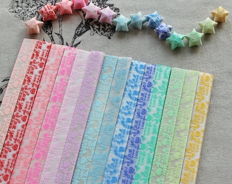 Tiras luminosas de papel con forma de estrella de la suerte que brillan en la oscuridad: elige tu color