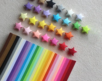 30 Colors Origami Lucky Star Paper Strips Rainbow Multicolor DIY - Pack of 120 Strips Custom Order Available