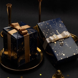 Carta da regalo galassia blu navy, carta da regalo per compleanno, fogli da regalo costellazione, carta da regalo per le feste