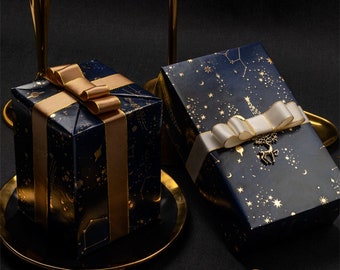Navy Blue Galaxy Wrapping Paper Birthday Gift Wrap Constellation Wrapping Sheets Holiday Gift Wrap