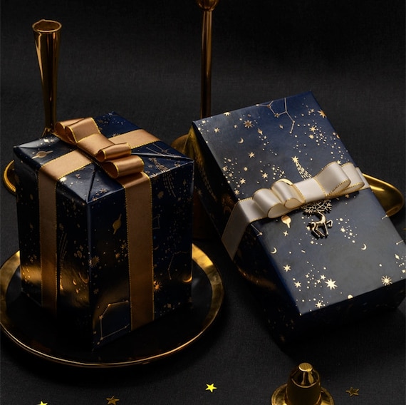 Navy blue and gold wrapping paper online