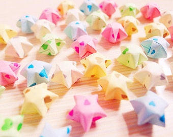 Cute Sweet Hearts Origami Lucky Stars - Wishing Stars/Party Supply/Home Decor/Gift Enclosure/Embellishment