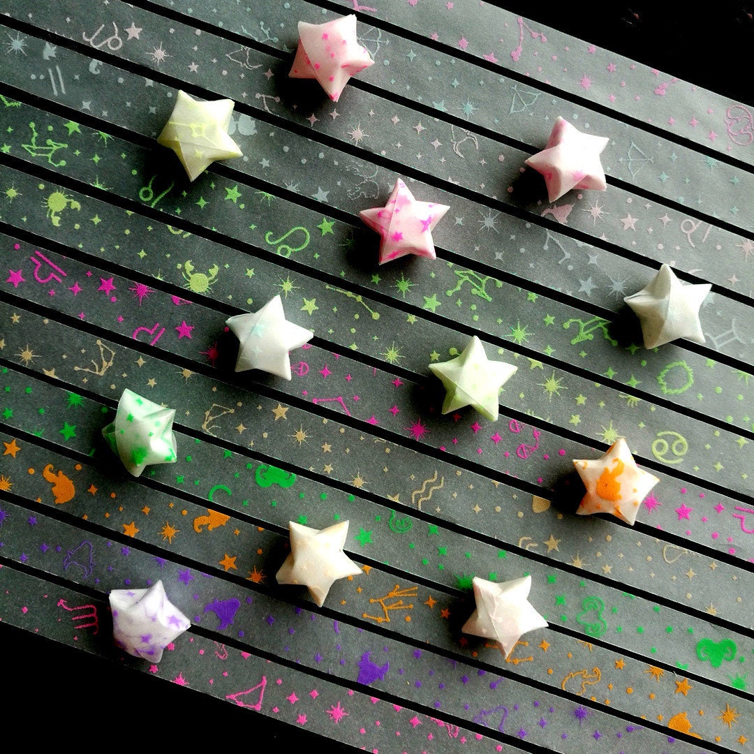 Glow in the Dark Started Love Origami Lucky Star Paper Luminous Strips  Choose Your Own Color 