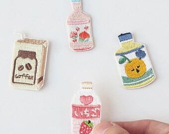 Beverage Embroidered Patches Self Adhesive Applique Shoes Backpack Decorating Clothes Accessory