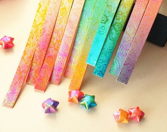 Gradiënt Parelmoer Bloemen Origami Lucky Star Papieren Stroken - Pak van 100 Stroken