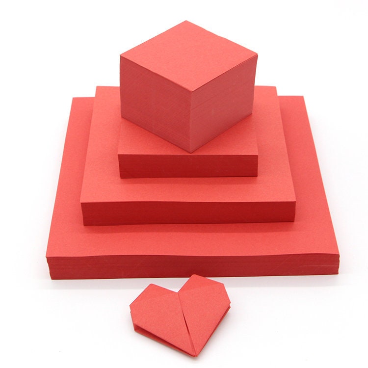 Romantic Red Origami Square Paper Pack for Origami Paper Crane Folding  Choose Your Own Size 