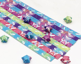 Tiras de papel con forma de estrella de la suerte para origami de ballenas, paquete de 120 tiras