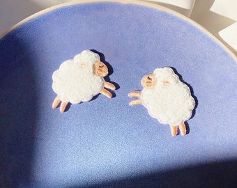 Patches bordados de ovelha pequena cabra, aplique autoadesivo para sapatos, mochila, acessório de decoração de roupas