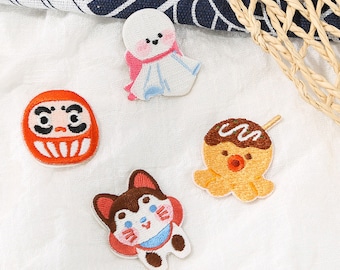 Japanese Cute Embroidered Patches Self Adhesive Applique Shoes Backpack Decorating Clothes Accessory