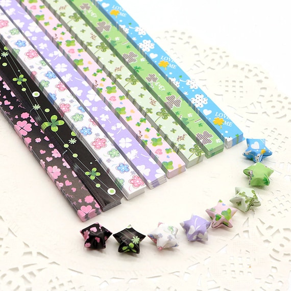 Origami Lucky Star Paper Strips Fresh Clover Mixed Designs Star