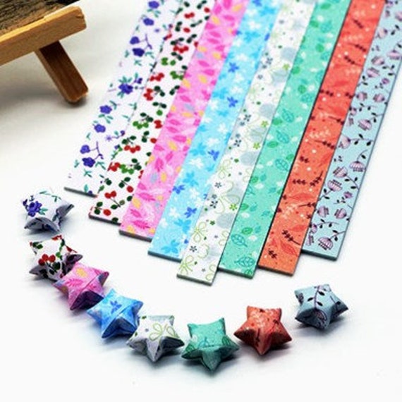 Floral Origami Lucky Star Paper Strips Mixed Print Star Folding Pack Of 130 Strips