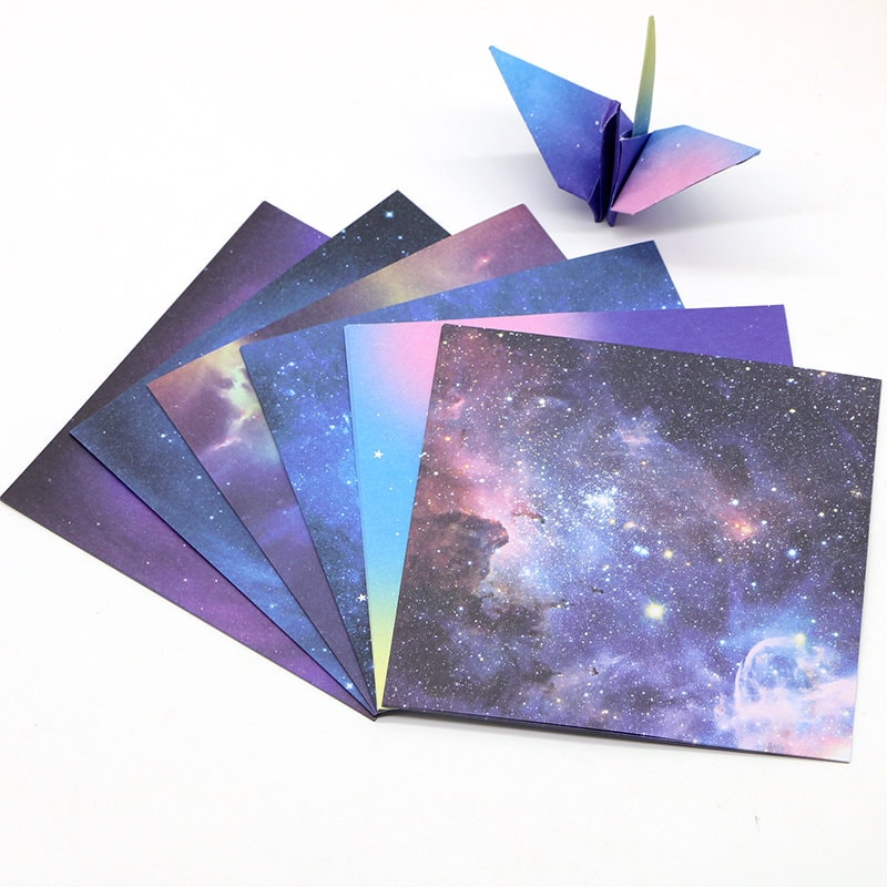 48 Sheets Brilliant Galaxy Origami Square Paper Pack for Origami