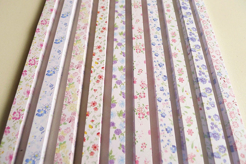 Pack of 100 Strips Super Cute Floral Mixed Design Origami Lucky Star Paper Strips Star Foldng DIY