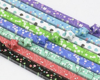 Origami Lucky Star Paper Strips Romantic Floral Mixed Designs Star Folding DIY - Pack of 80 Strips