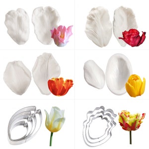 Venatore di petali di tulipano, venatore di foglie, stampi in argilla polimerica, set di tagliapasta per petali, stampo per lavori in zucchero