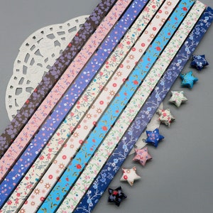 Origami Lucky Star Paper Strips Romantic Floral Mixed Designs Star Folding DIY - Pack of 80 Strips