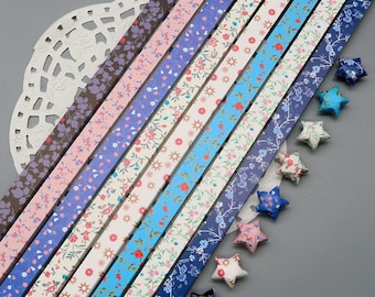 Origami Lucky Star Paper Strips Romantic Floral Mixed Designs Star Folding DIY - Pack of 80 Strips