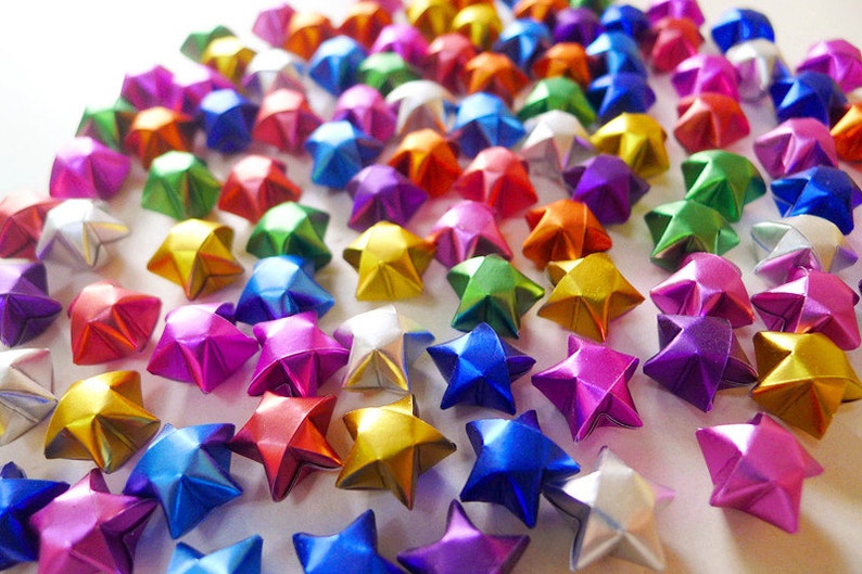 Gorgeous Jewel Tone Origami Lucky Stars-Metallic Wishing StarsHome DecorParty SupplyGift FillersConfettiEmbellishment