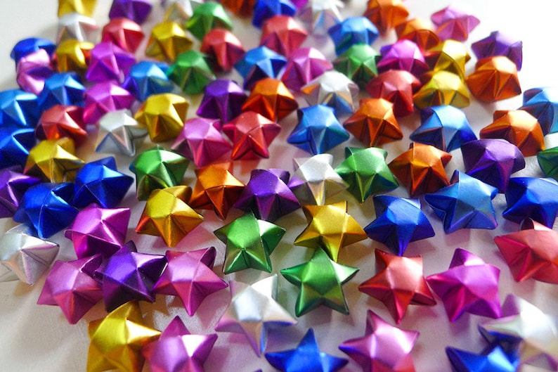 Gorgeous Jewel Tone Origami Lucky Stars-Metallic Wishing StarsHome DecorParty SupplyGift FillersConfettiEmbellishment