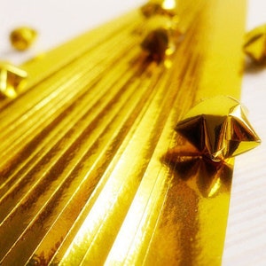 Handcut Sparkling Gold Origami Lucky Star Paper Strips Gift Folding DIY - Pack of 100 Strips