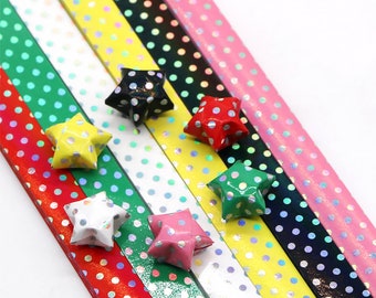 Polka Dots Origami Lucky Star Paper Strips Star Folding DIY - Pack of 70 Strips