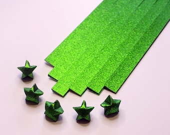 Tiras de papel Green Fairy Dust Origami Lucky Star DIY - Paquete de 80 tiras