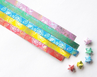 Origami Lucky Star Paper Strips Pearlescent Rose Star Folding Paper - Pack of 50 Strips