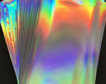 50 Sheets Iridescent Silver Origami Paper Pack For Craft Project - Junk Journal Scrapbooking Ephemera Rainbow Texture Paper Background Paper