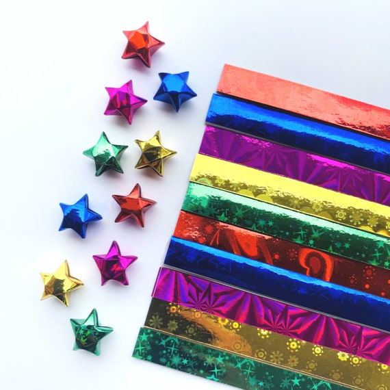 Hologram Gem Stone Origami Lucky Star Paper Strips Star Folding