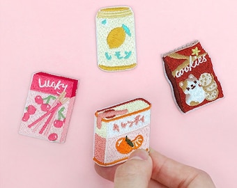 Snacks Embroidered Patch Cookies Candy Juice Self Adhesive Food Applique Patch Shoes Backpack Decorative