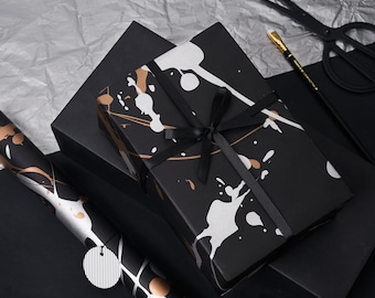 Carta da regalo per graffiti, confezioni regalo per compleanni, matrimoni e feste, fogli da regalo neri