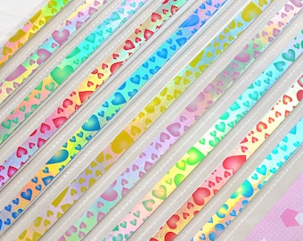 Tiras de papel con forma de estrella de la suerte para origami, papel plegable con forma de estrella y corazones metálicos, paquete de 50 tiras