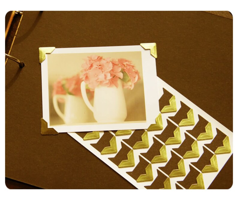 Gold Photo Corners Stickers - 3 Sheets 72pcs Scrapbooking Embellishment DIY Journal Stickers Diary Photo Album Self-Adhesive image 2