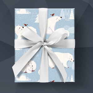 Carta da imballaggio orso polare, confezione regalo di compleanno, imballaggio per animali carino, confezione regalo per le vacanze