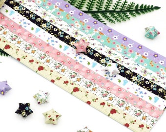 Cute Floral Pattern Origami Lucky Star Paper Strips Star Folding - Pack of 130 Strips