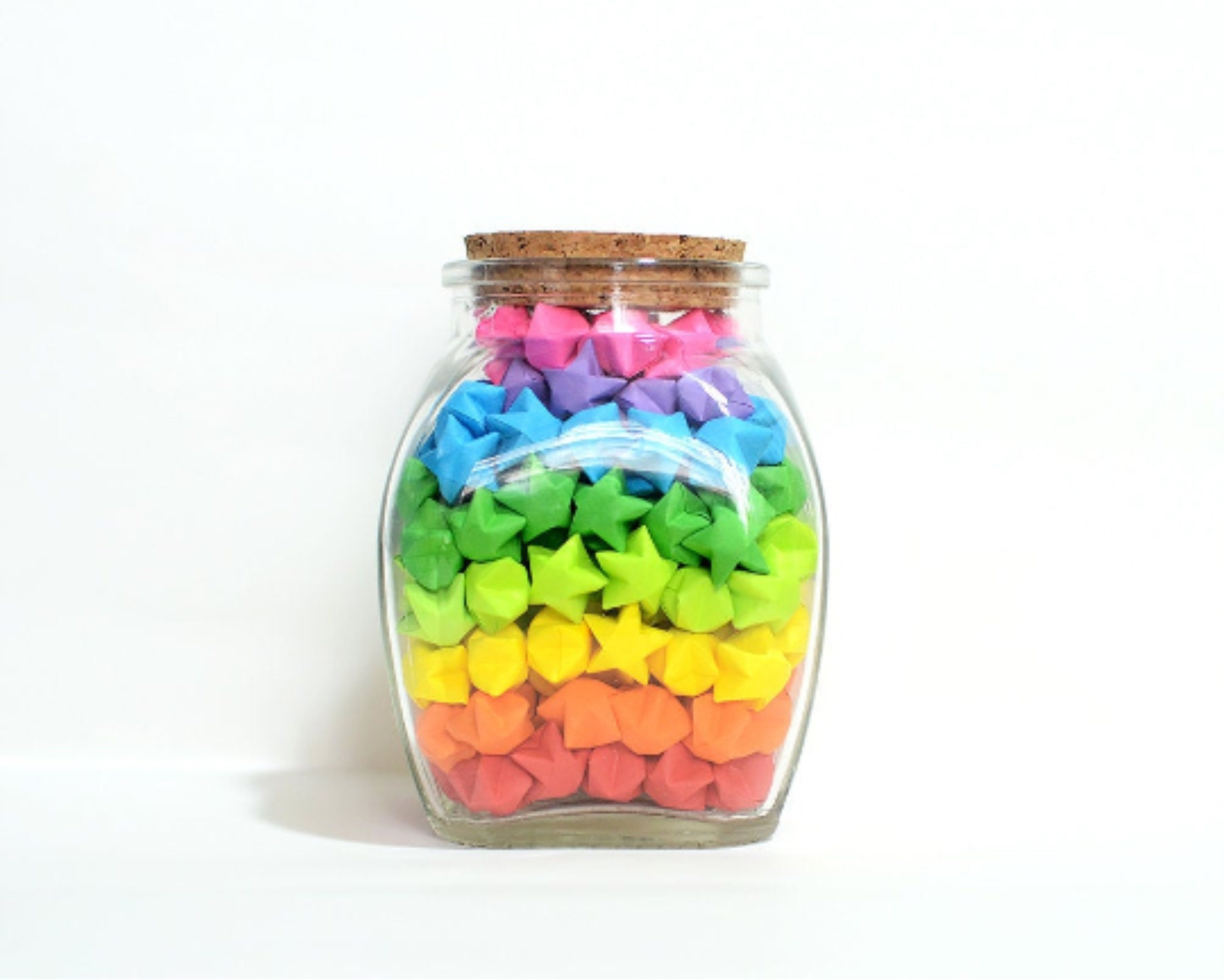 Glass Jar of Rainbow Origami Lucky Stars Rainbow Star Jar Etsy