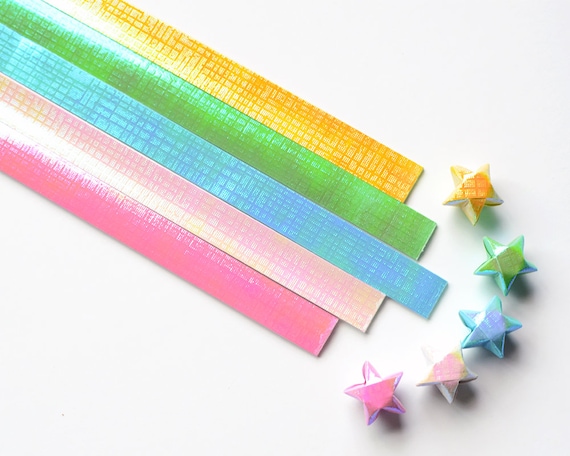 Hologram Gem Stone Origami Lucky Star Paper Strips Star Folding