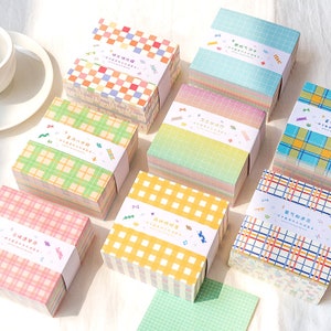 200 fogli pastel checks scrapbook Origami Square Paper Pack for Craft Project - 8cm x 8cm Plaid Background Paper Ver.1